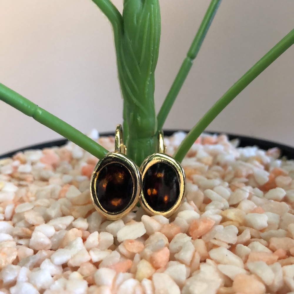 Vintage Gold Tone Tortoise Earrings - Picture 4 of 5
